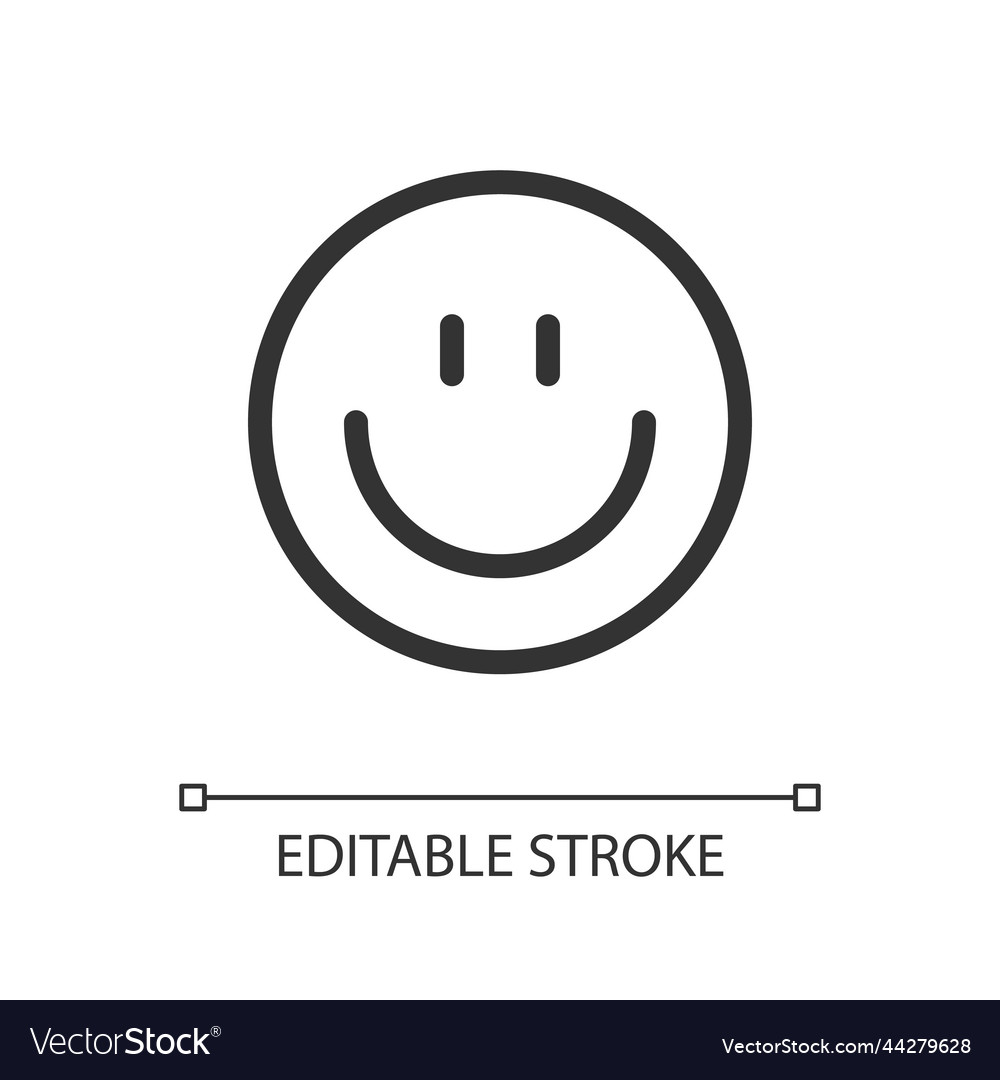 Smiling emoji pixel perfect linear ui icon vector image Smiling emoji pixel perfect linear ui icon