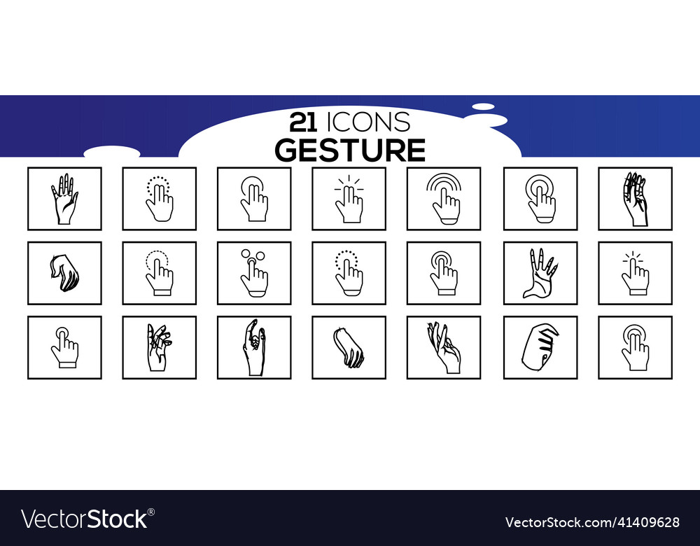 Touch screen gestures icons in thin line style