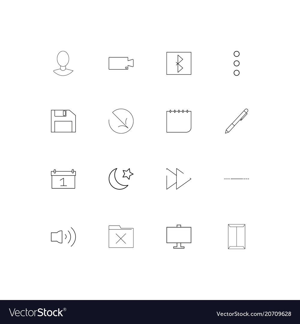 User interface simple linear icons set outlined