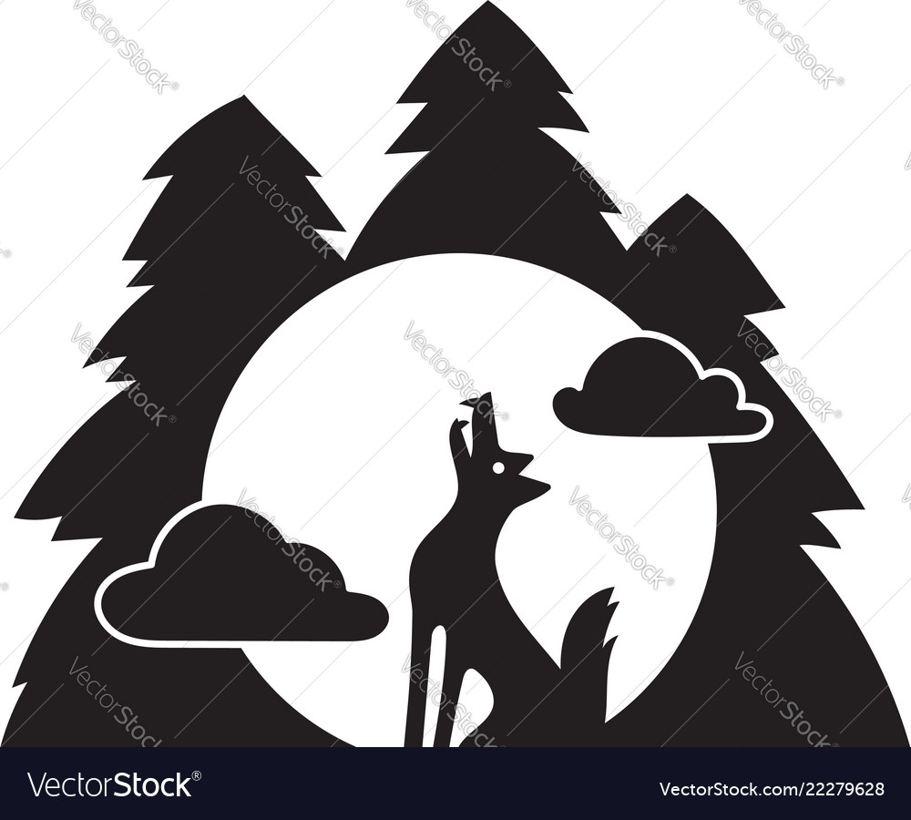 Wolf forest howl icon simple style