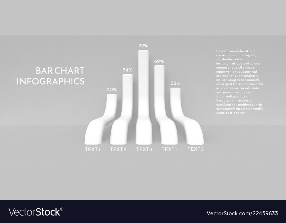 Bar chart in the form of long three-dimensional vector image Bar chart in the form of long three-dimensional