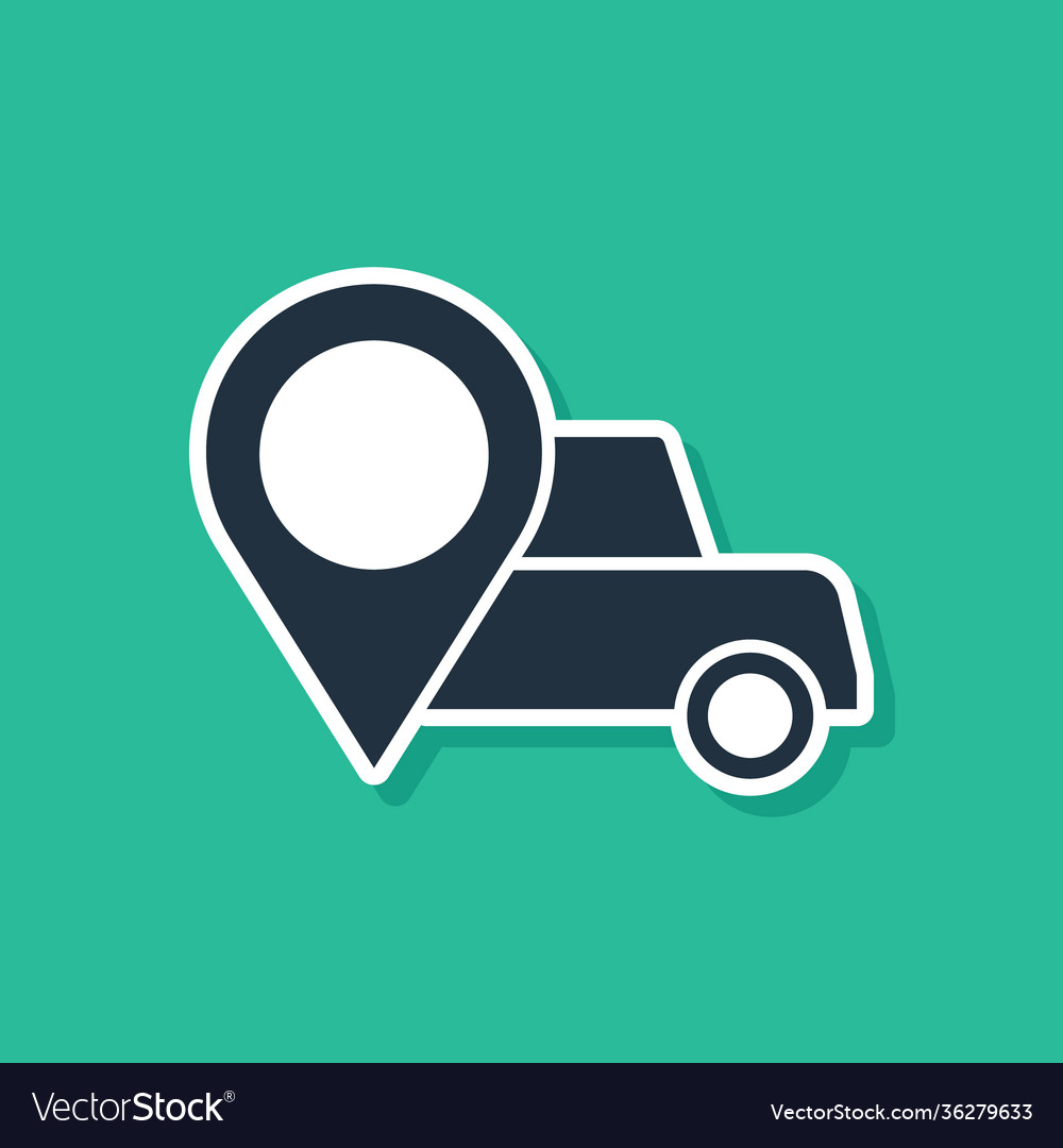 Blue map pointer with taxi icon isolated on green Vector Image Blue map pointer with taxi icon isolated on green