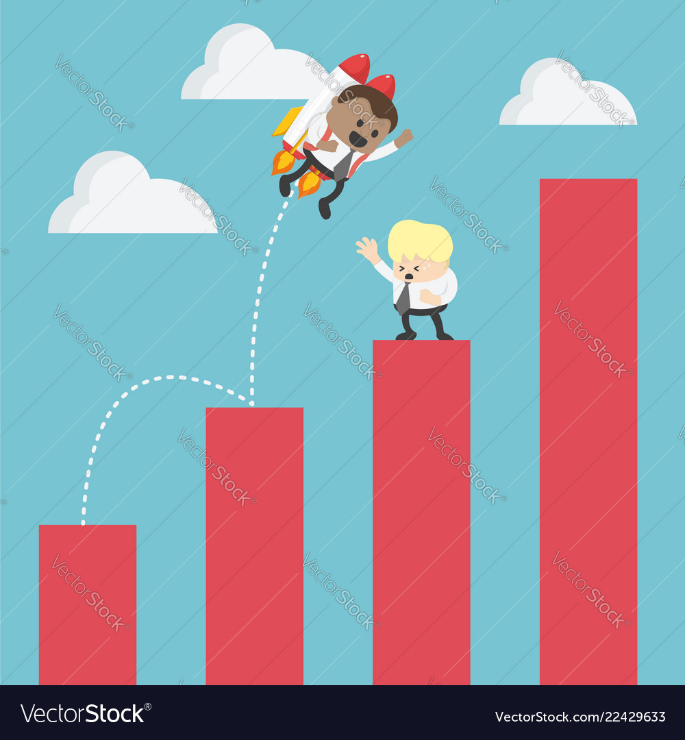 Businessman on rocket soaring from graph Vector Image Businessman on rocket soaring from graph