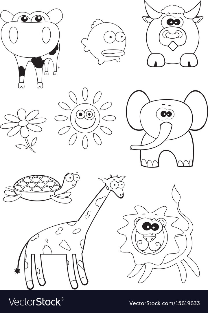 Download Cartoon Animals Coloring Book Royalty Free Vector Image