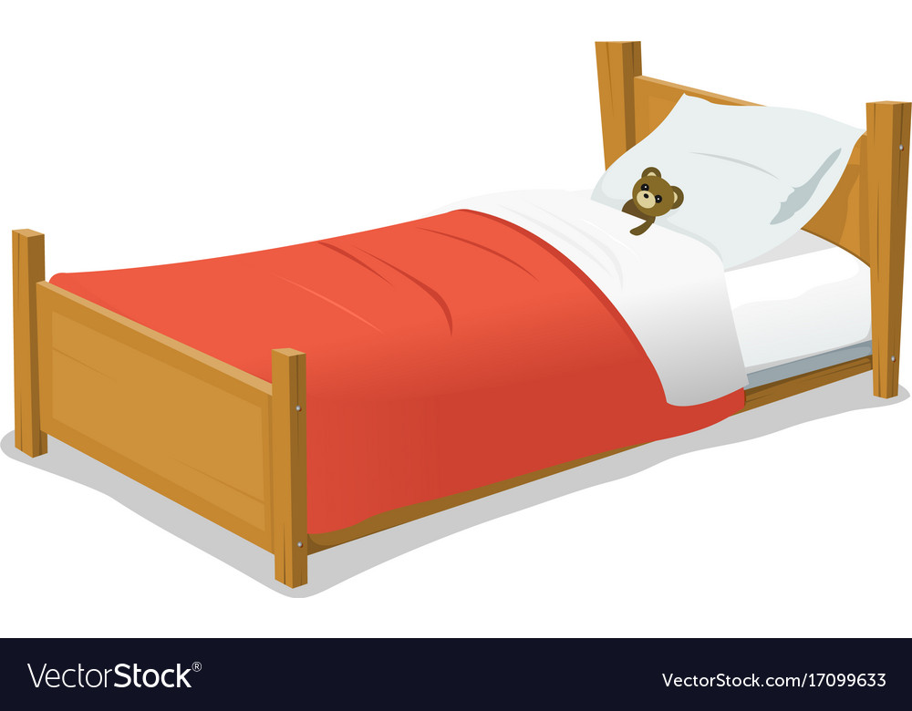 Cartoon bed with teddy bear Royalty Free Vector Image