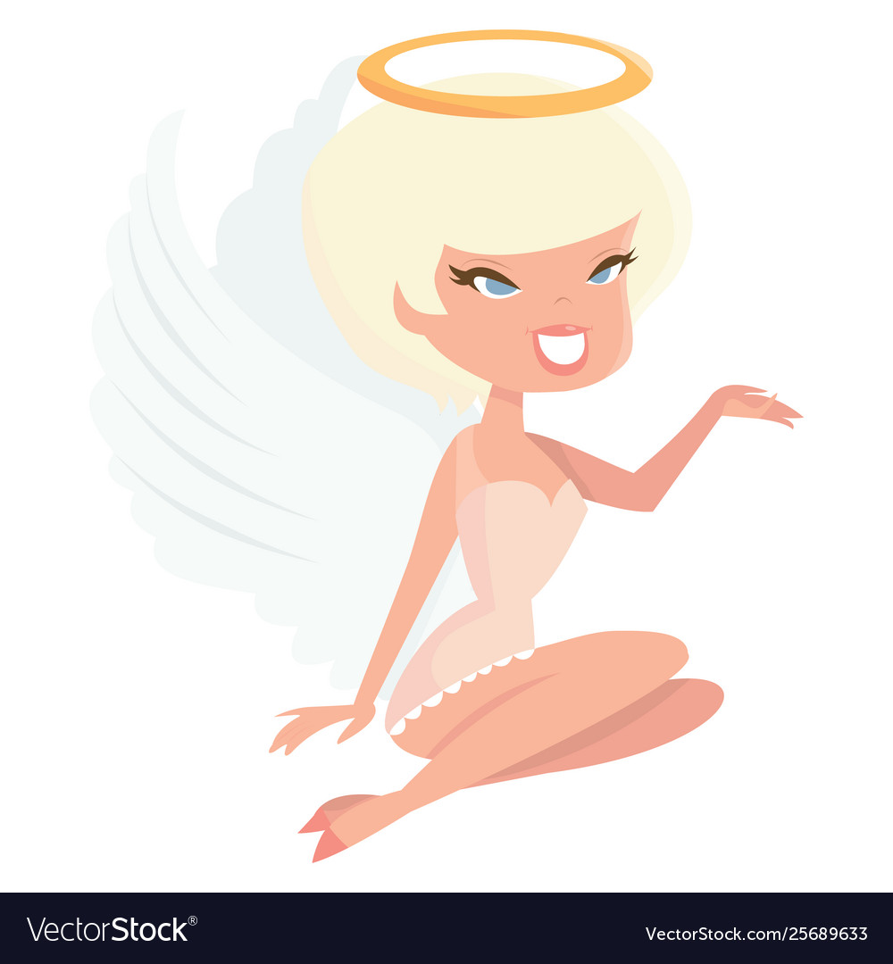 Cartoon retro angel girl