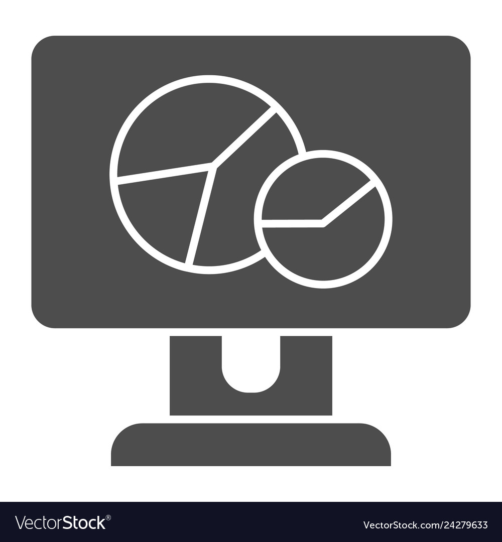Chart on computer screen solid icon circle graph