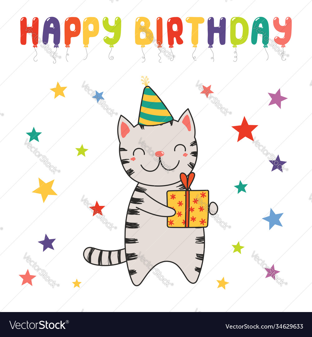 Cute birthday card banner Royalty Free Vector Image