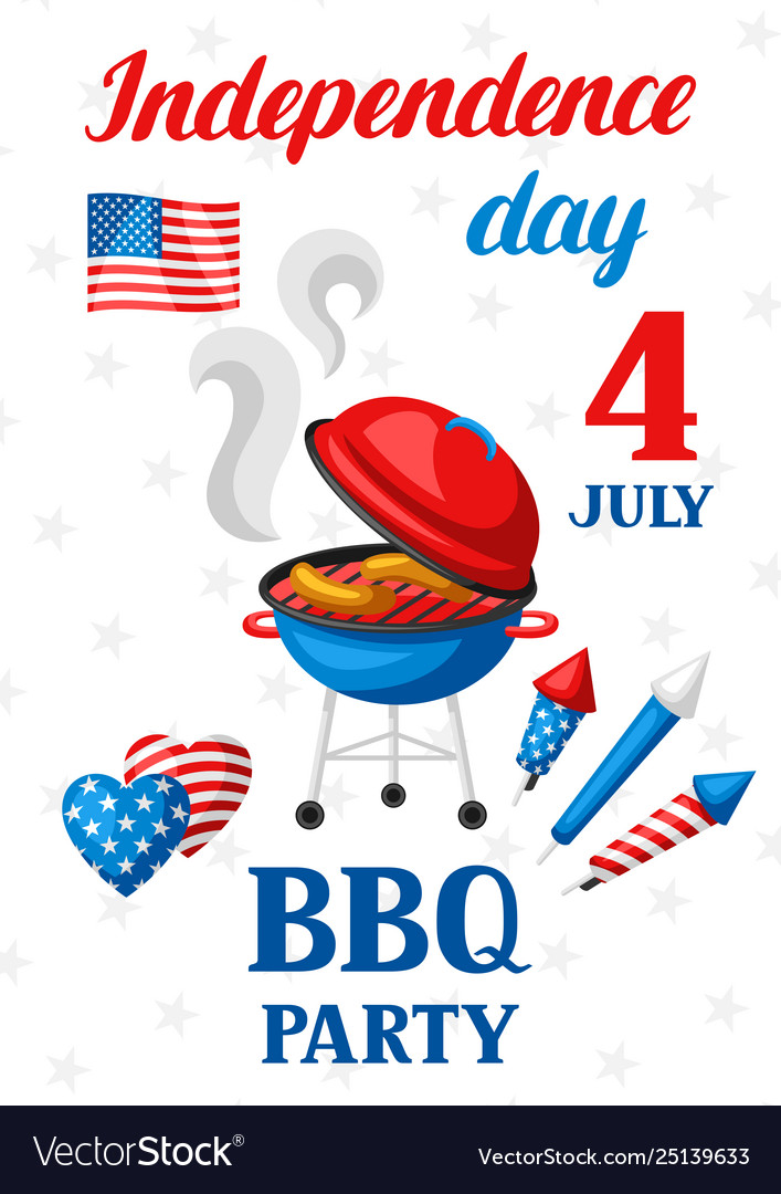 Fourth july independence day bbq party banner Vector Image