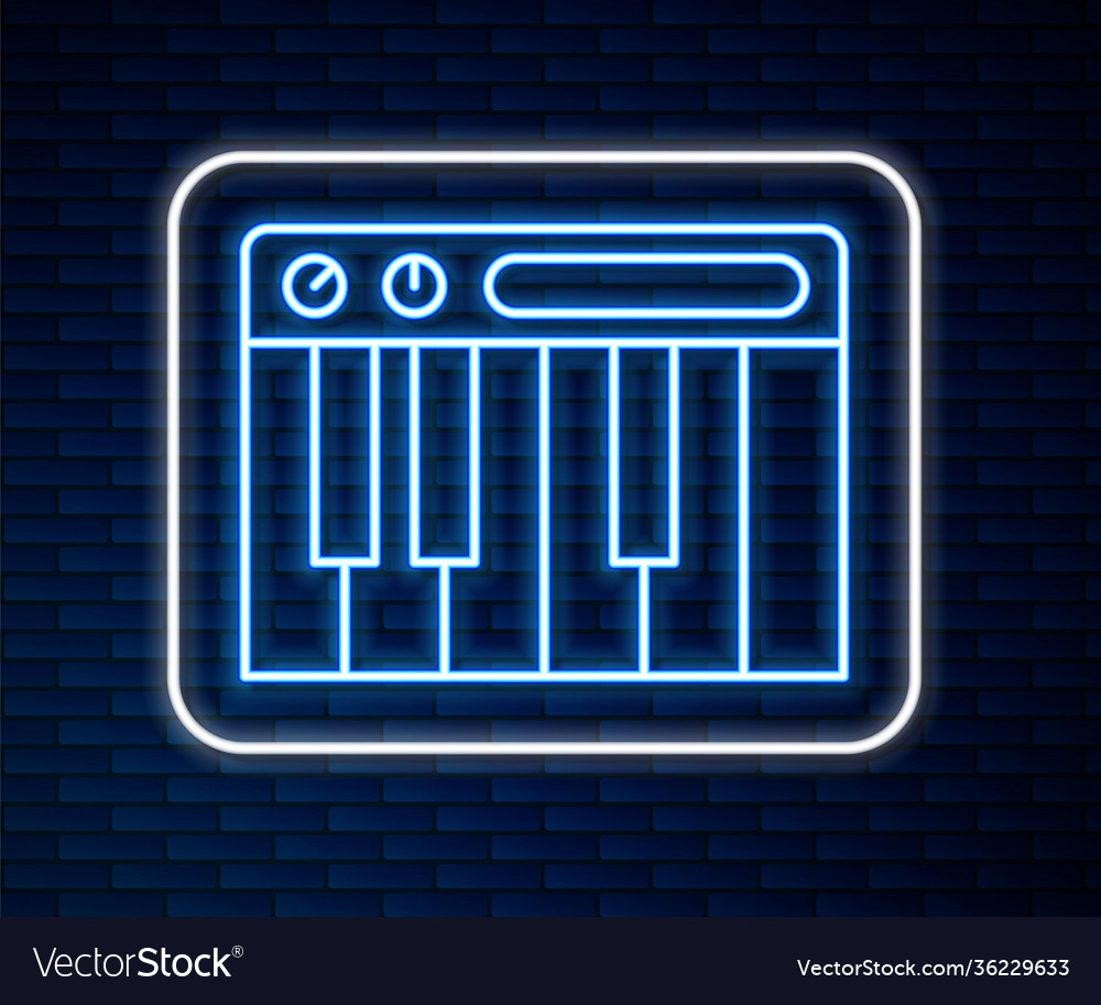 Glowing Neon Line-Musik-Synthesizer-Symbol isoliert