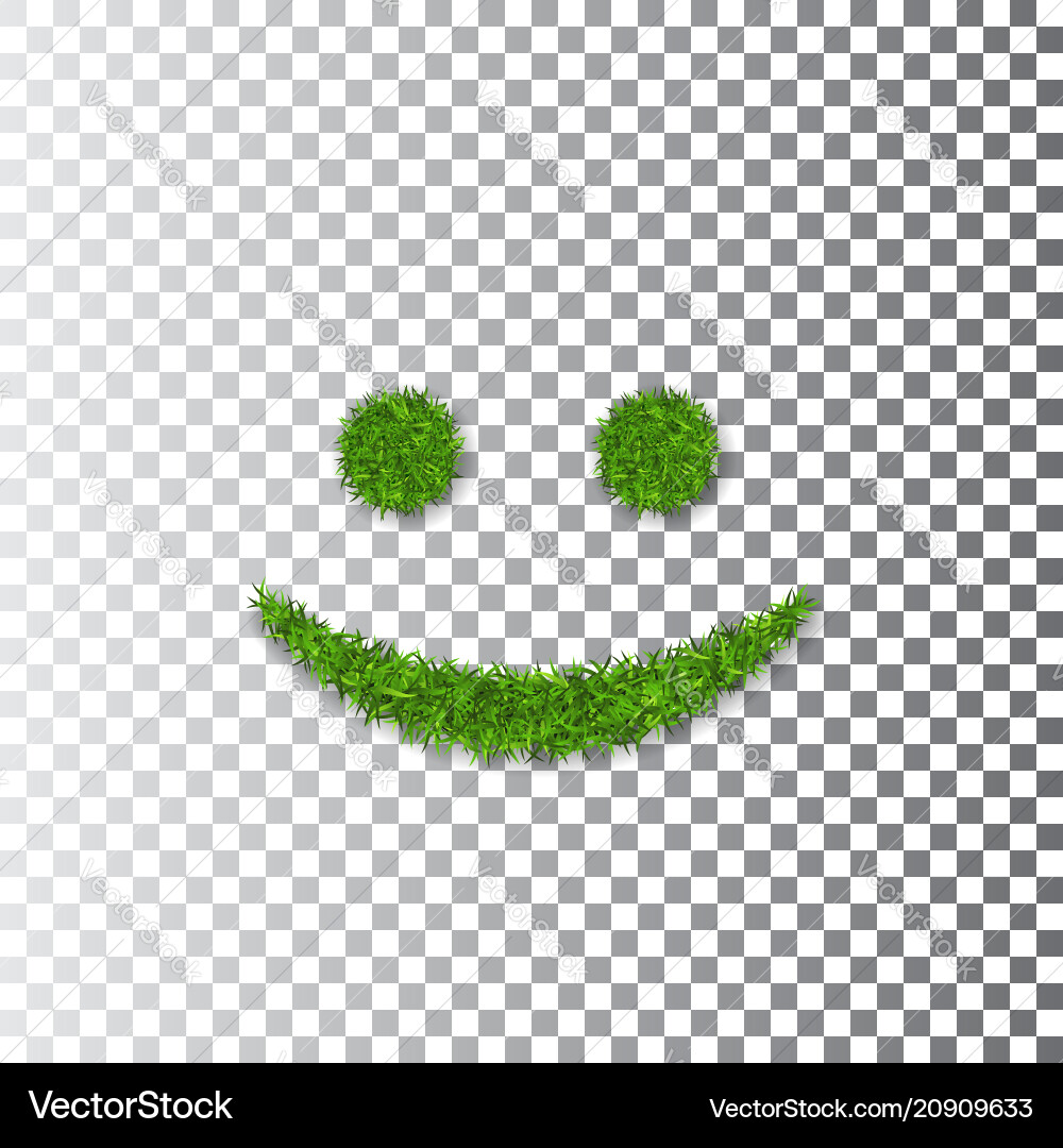 Green grass smile 3d smiley grassy icon isolated Vector Image