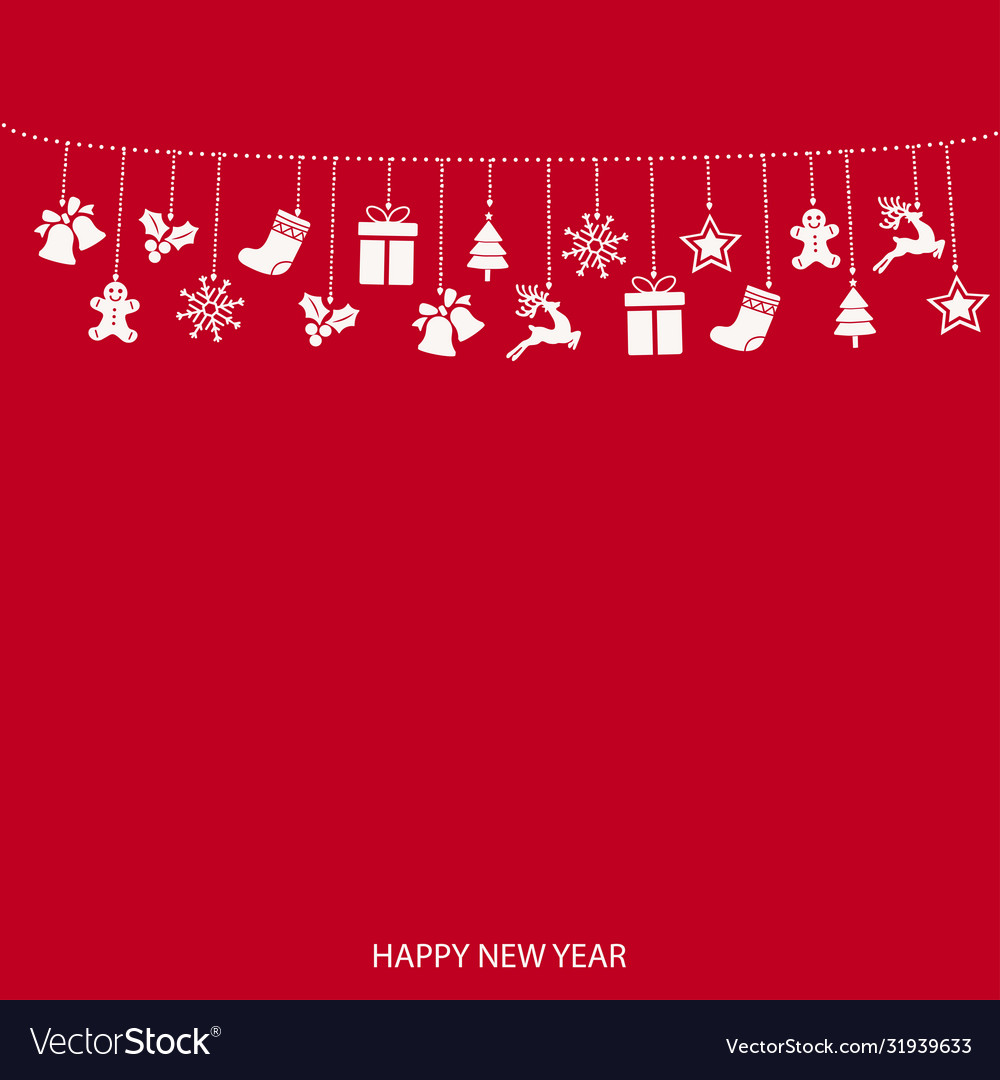Happy new year or christmas card with ornaments vector image Happy new year or christmas card with ornaments