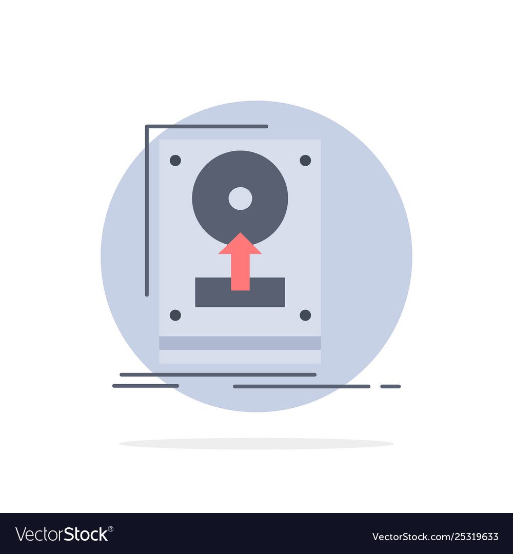 Install drive hdd save upload flat color icon vector image Install drive hdd save upload flat color icon