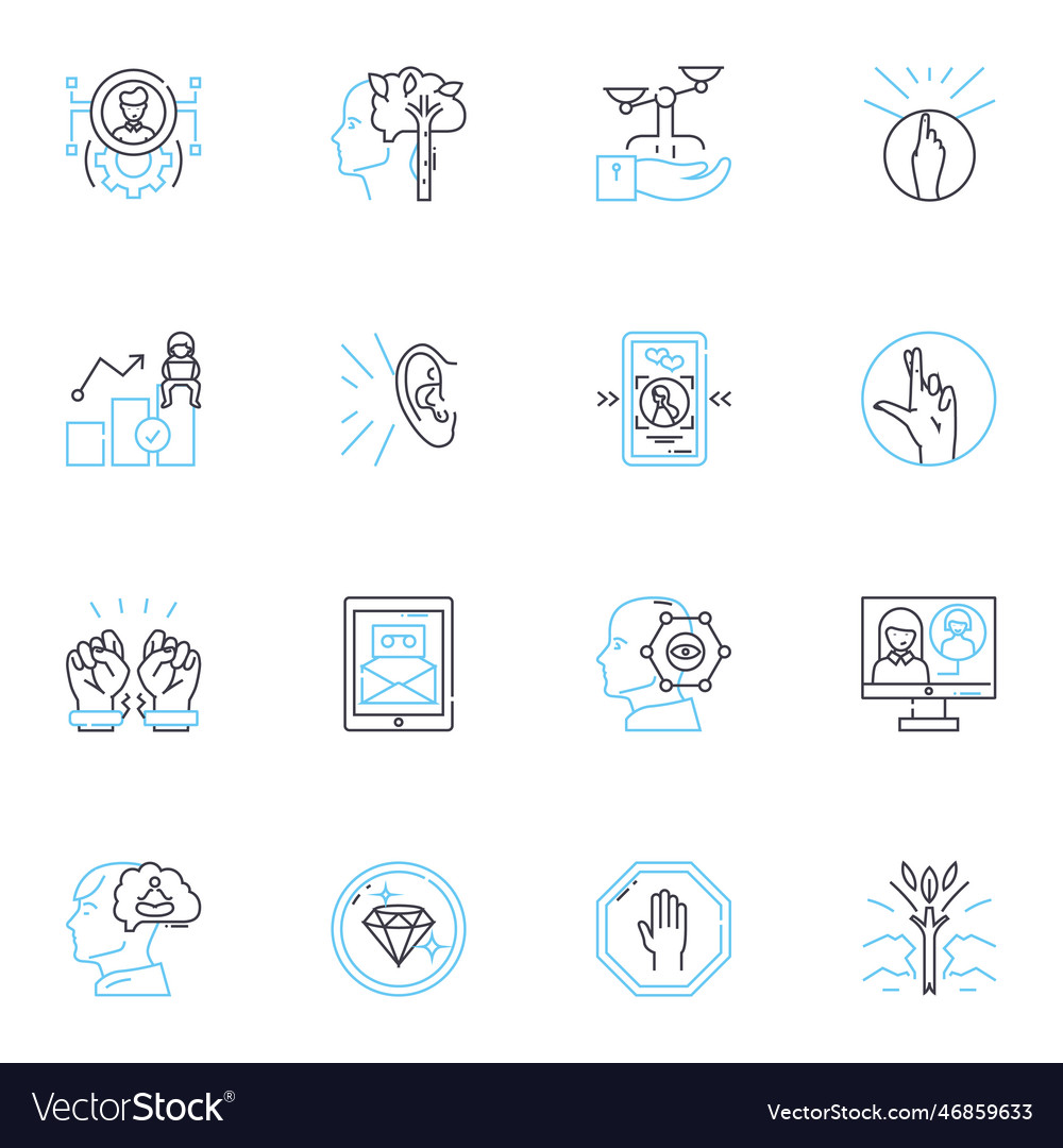 Joined individuals linear icons set unity vector image Joined individuals linear icons set unity