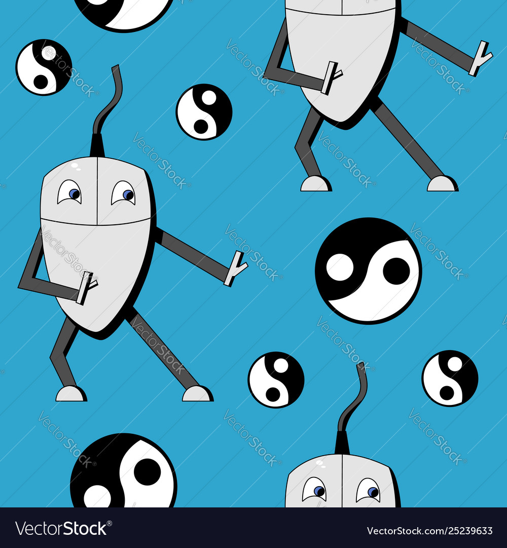 Kung fu computer mouse seamless pattern vector image Kung fu computer mouse seamless pattern