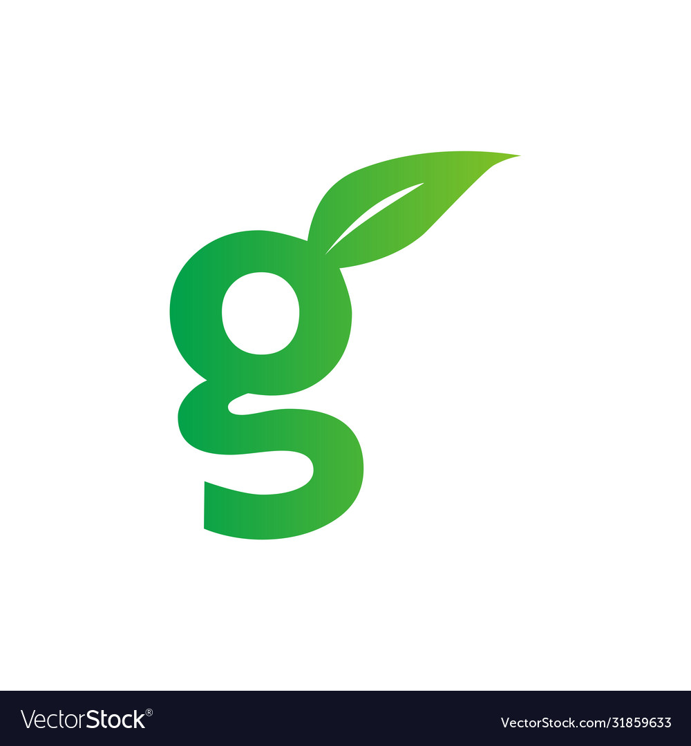 Lowercase letter g leaf logo design Royalty Free Vector