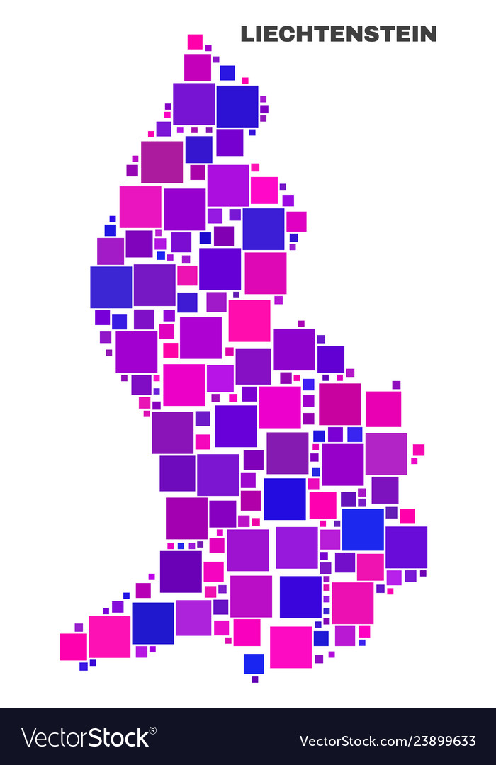 Mosaic liechtenstein map of square elements vector image Mosaic liechtenstein map of square elements