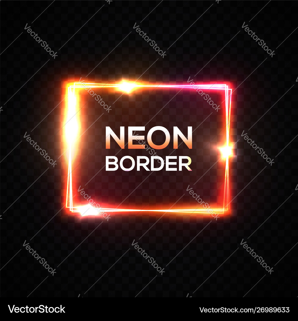 Neon background glowing rectangle frame Royalty Free Vector