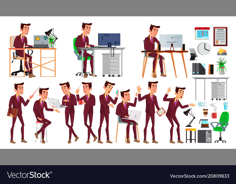 Büro Arbeiter Gesicht Emotionen verschiedene