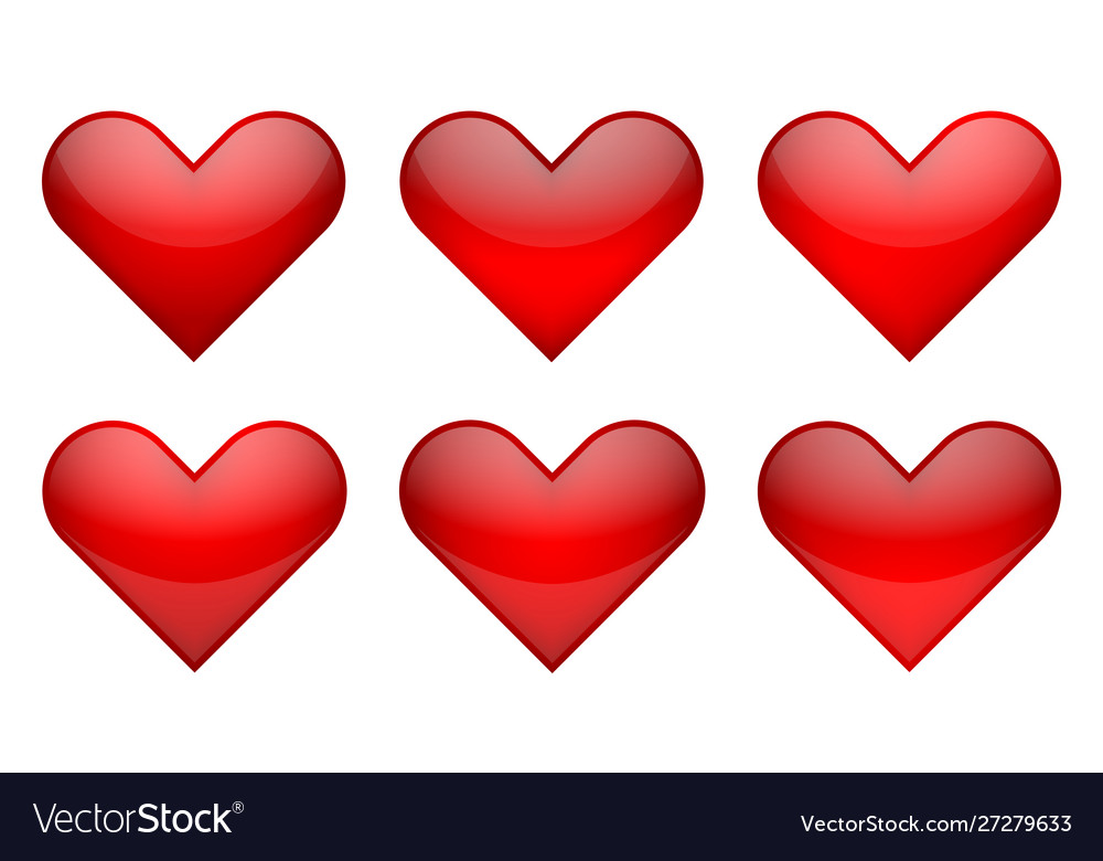 Red heart icon object symbol 6 different gradient vector image Red heart icon object symbol 6 different gradient