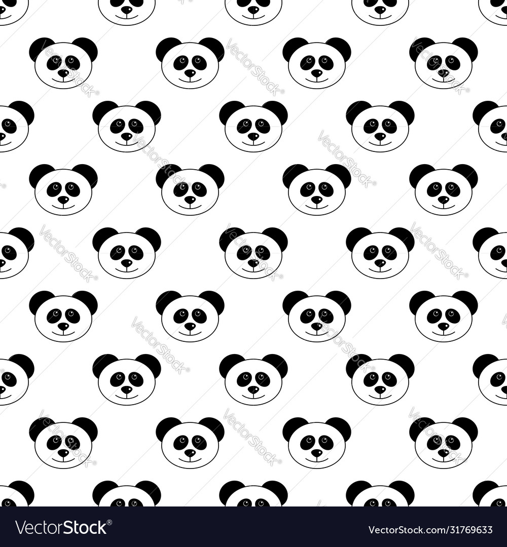 Seamless pattern heads panda good Royalty Free Vector Image