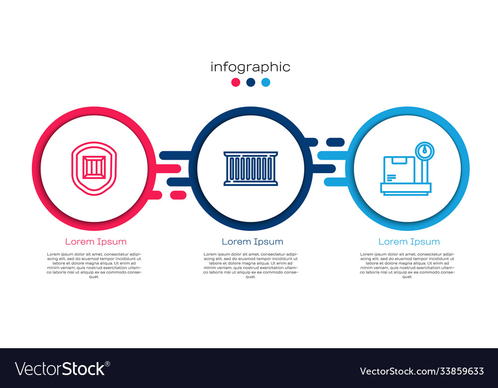 Set line delivery security with shield container Vector Image Set line delivery security with shield container