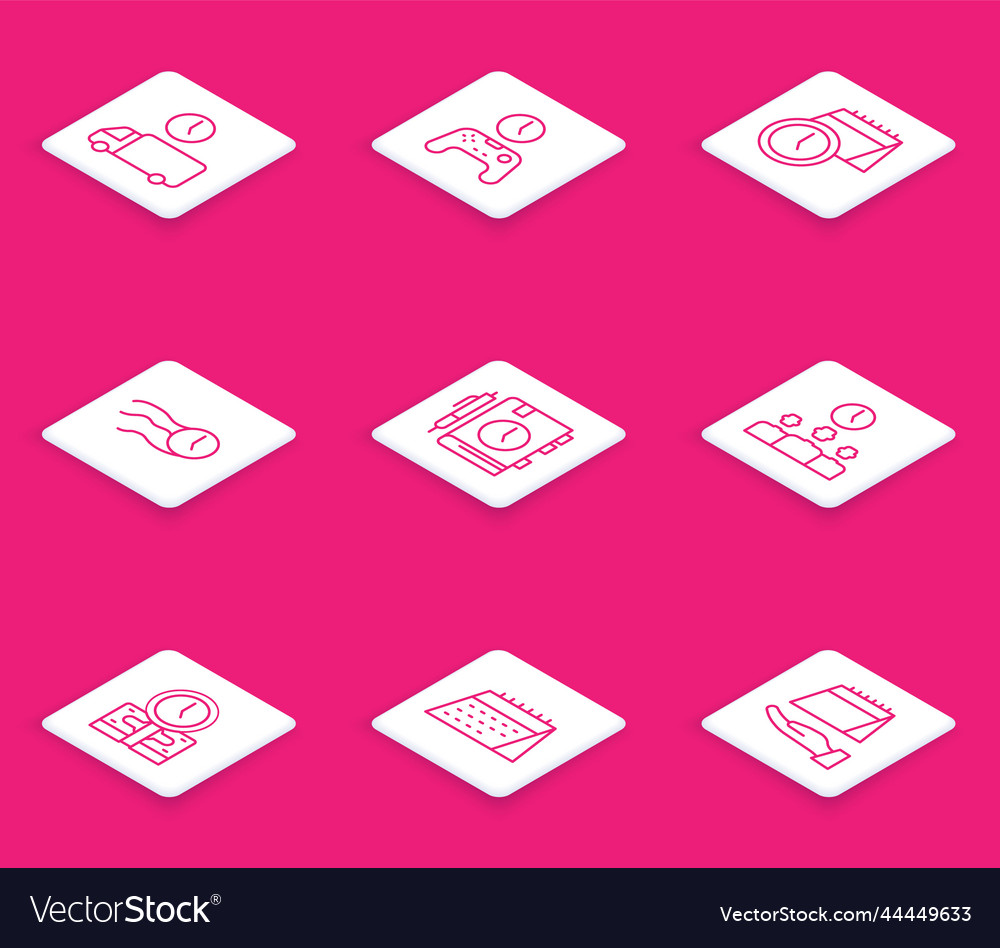 Set line delivery time gamepad of calendar vector image Set line delivery time gamepad of calendar
