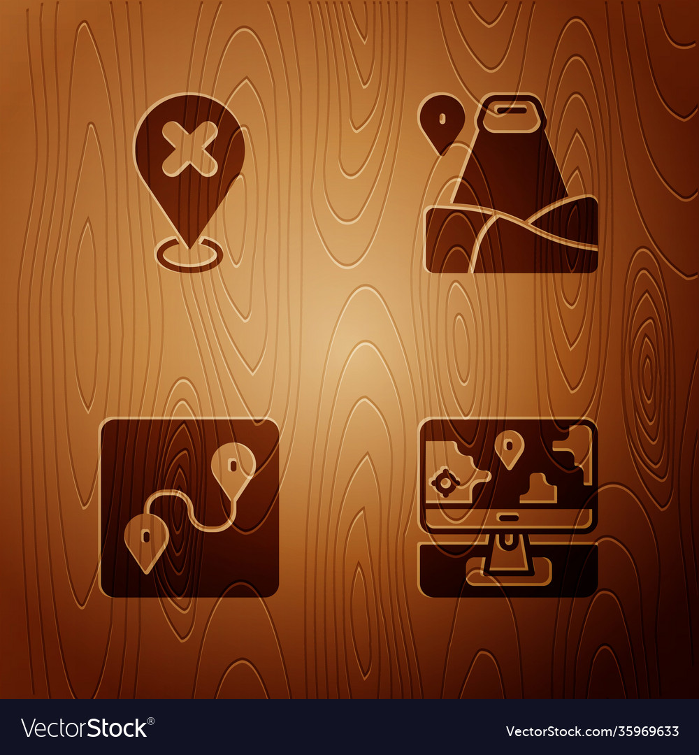 Set monitor with location marker cross vector image Set monitor with location marker cross
