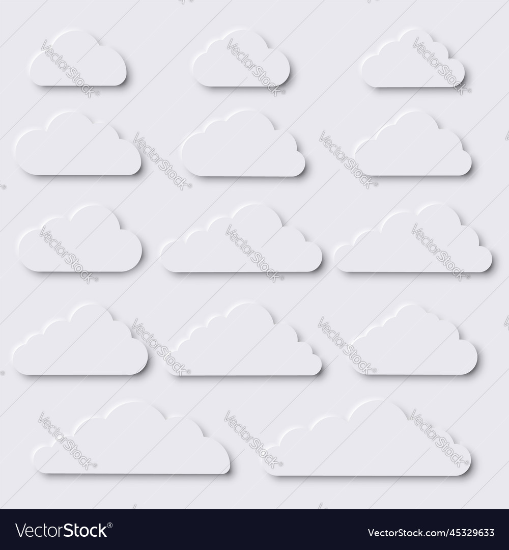 Set of cloud neumorphic ui design elements vector image Set of cloud neumorphic ui design elements