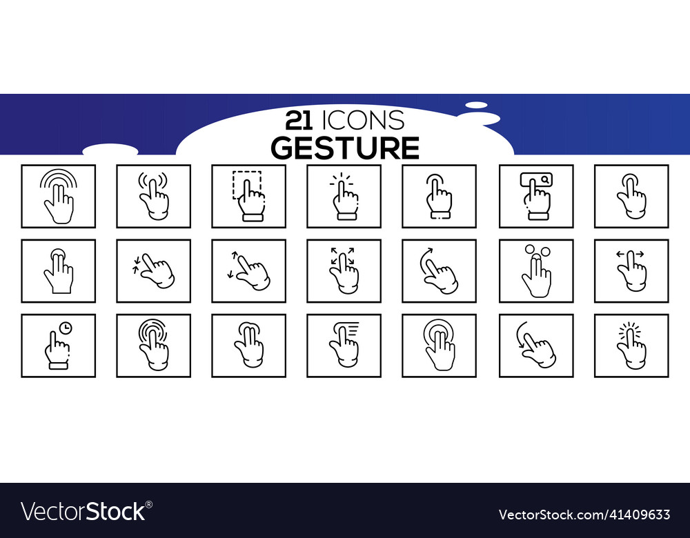 Touch screen gestures icons in thin line style