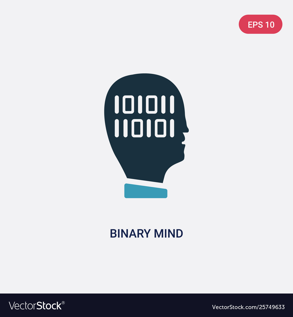 Two color binary mind icon from technology vector image Two color binary mind icon from technology