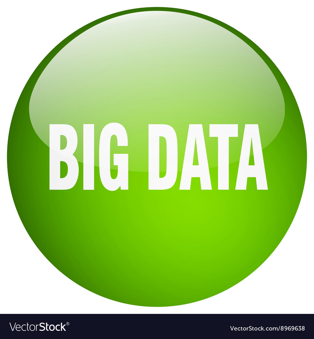 Big data green round gel isolated push button