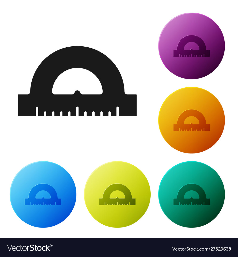 Black protractor grid for measuring degrees icon vector image Black protractor grid for measuring degrees icon