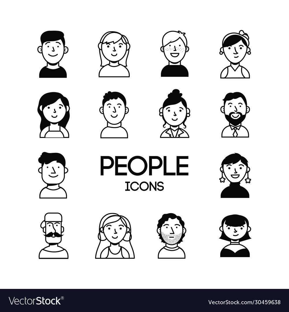 Bundle people group characters Royalty Free Vector Image