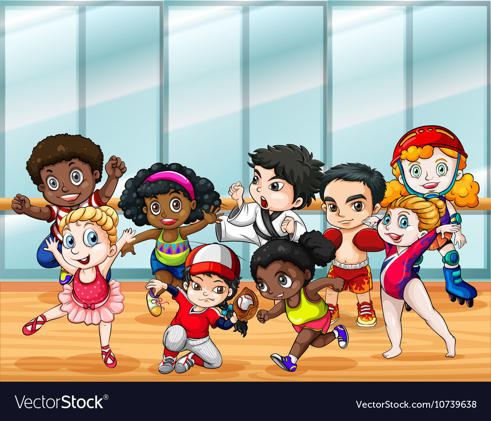 Children in different sport costumes