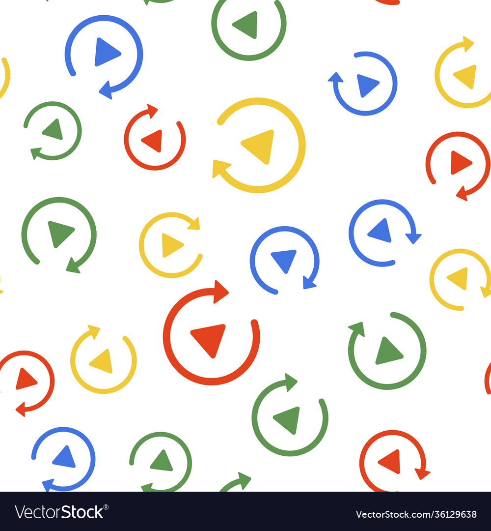 Color video play button like simple replay icon vector image Color video play button like simple replay icon