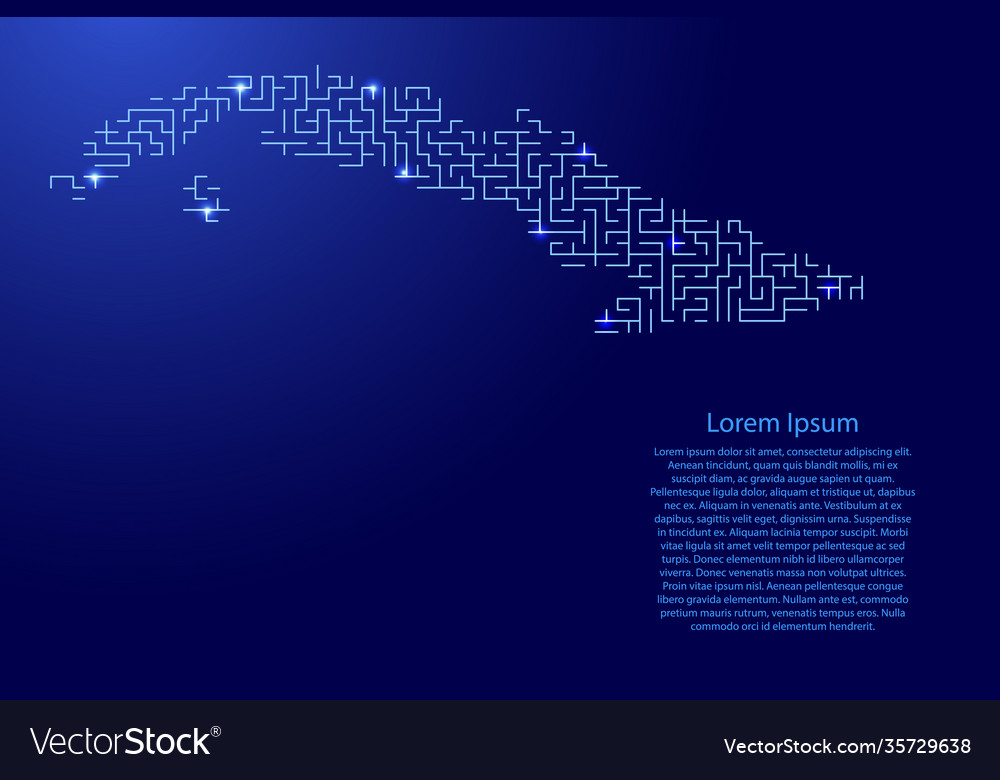 Cuba map from blue pattern maze grid Vector Image Cuba map from blue pattern maze grid