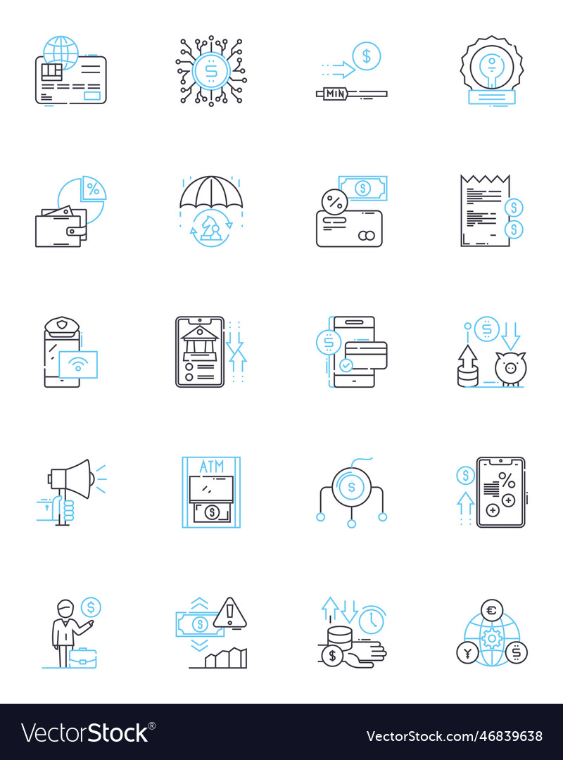 Distributed ledgers linear icons set blockchain