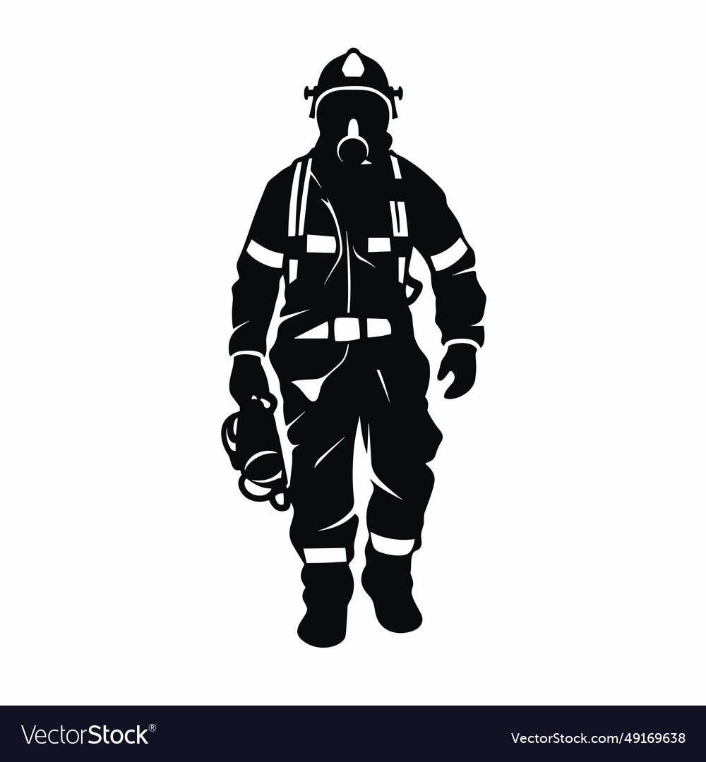 Firefighter black icon on white background Vector Image