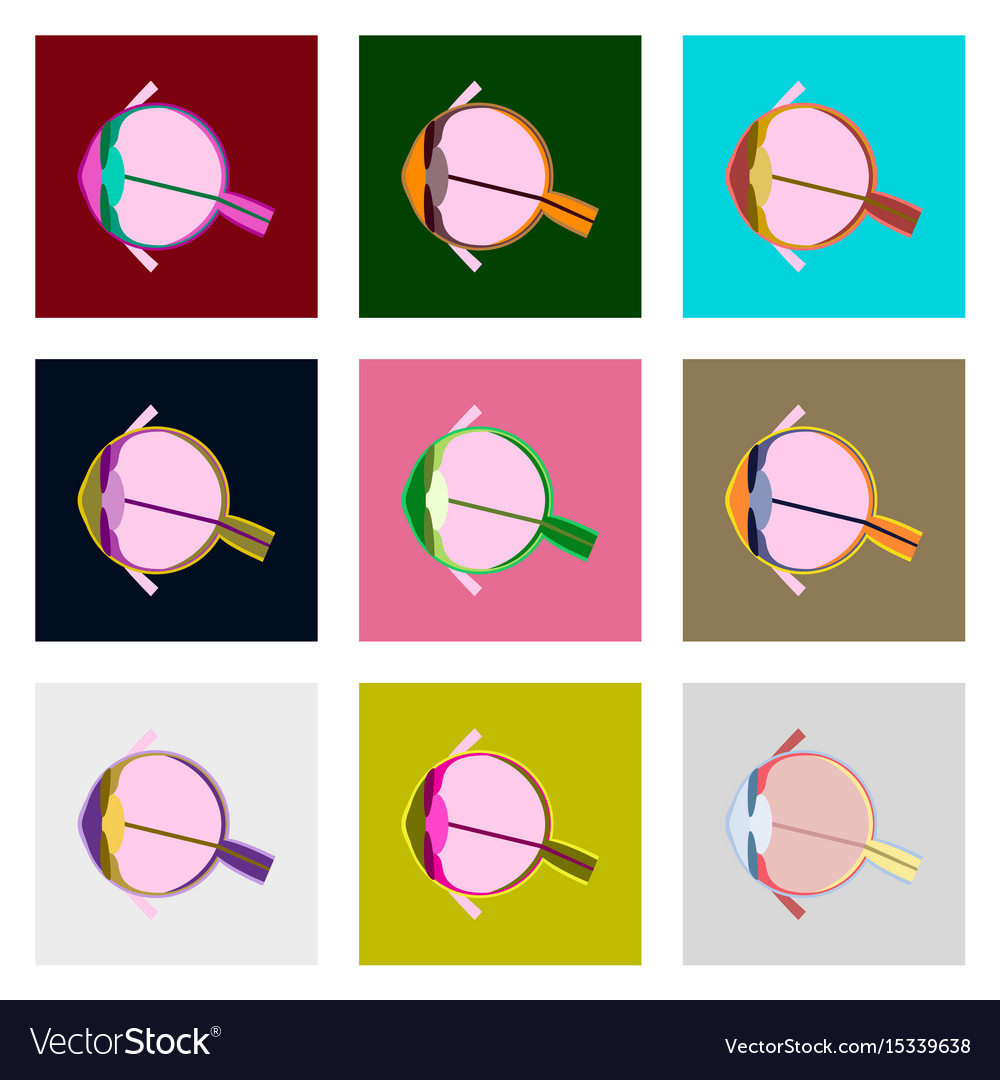 Icons set in flat style human organ eye