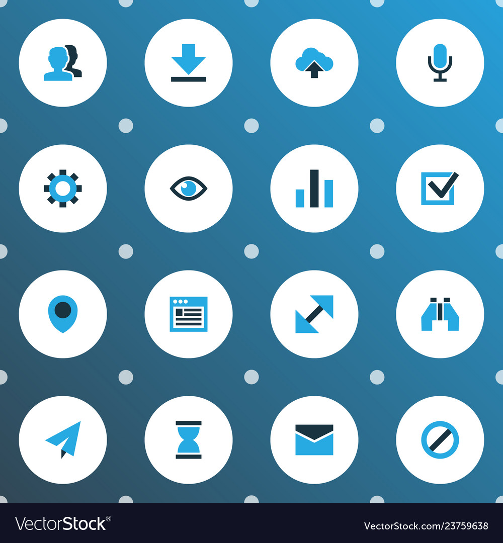 Interface icons colored set with mail find vector image Interface icons colored set with mail find