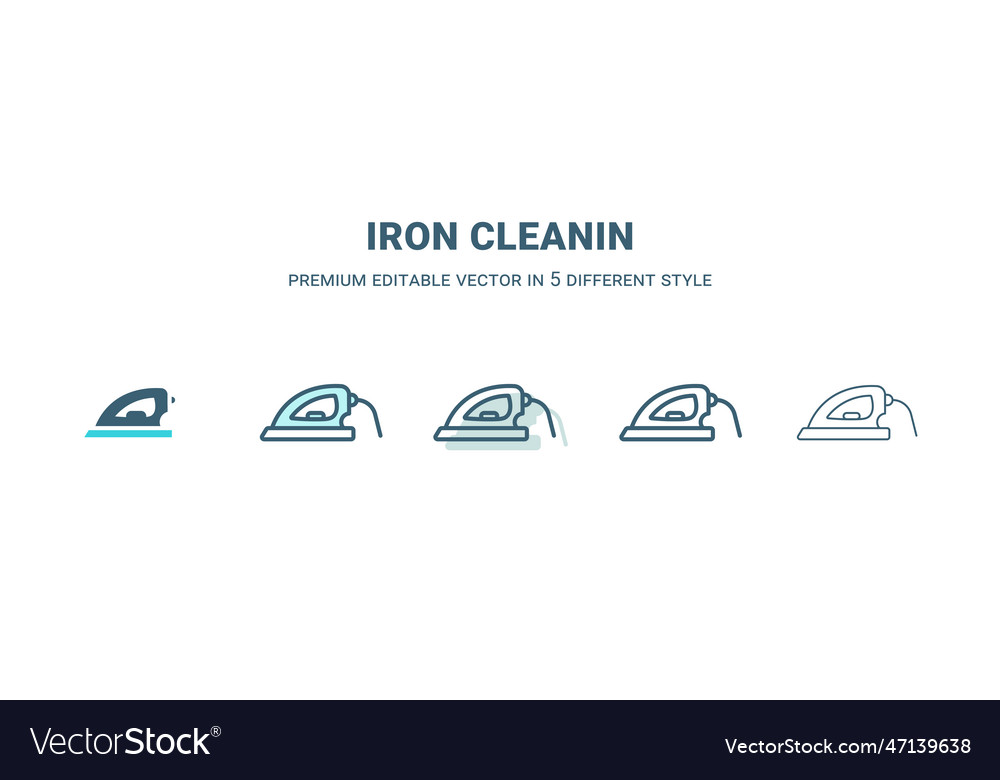 Iron cleanin icon in 5 different style outline