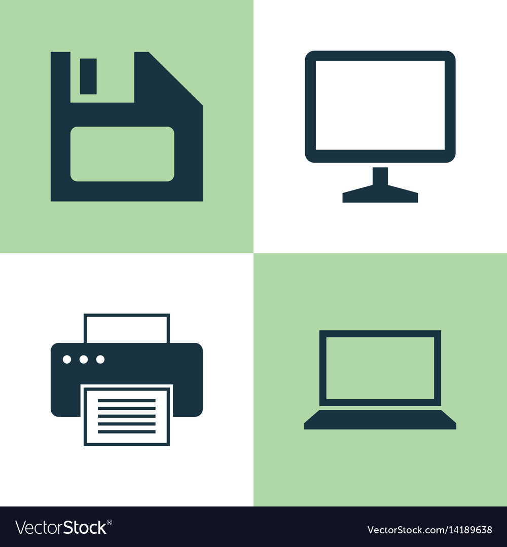 Laptop icons set collection of desktop
