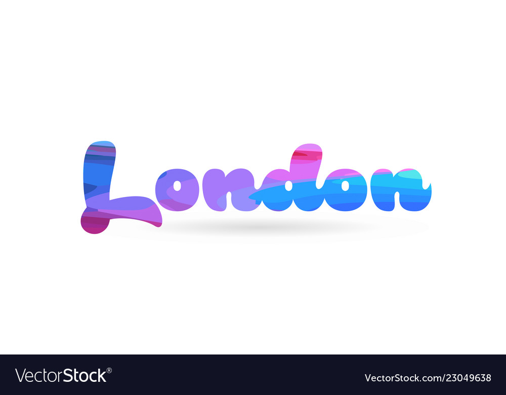 London pink blue color word text logo icon