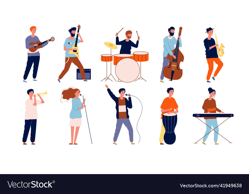 Musicians characters creative performing peoples Vector Image