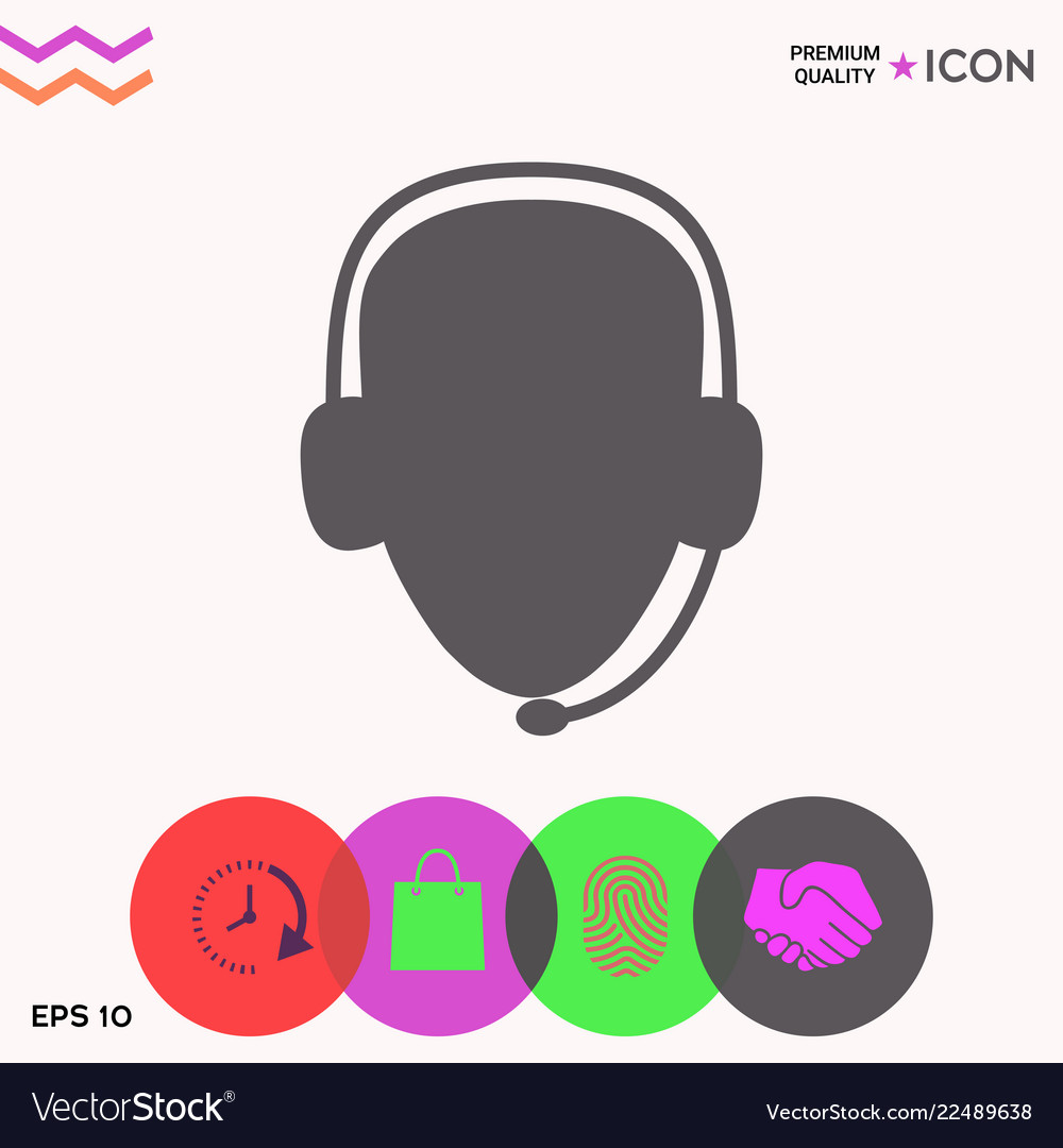 Operator in headset call center icon