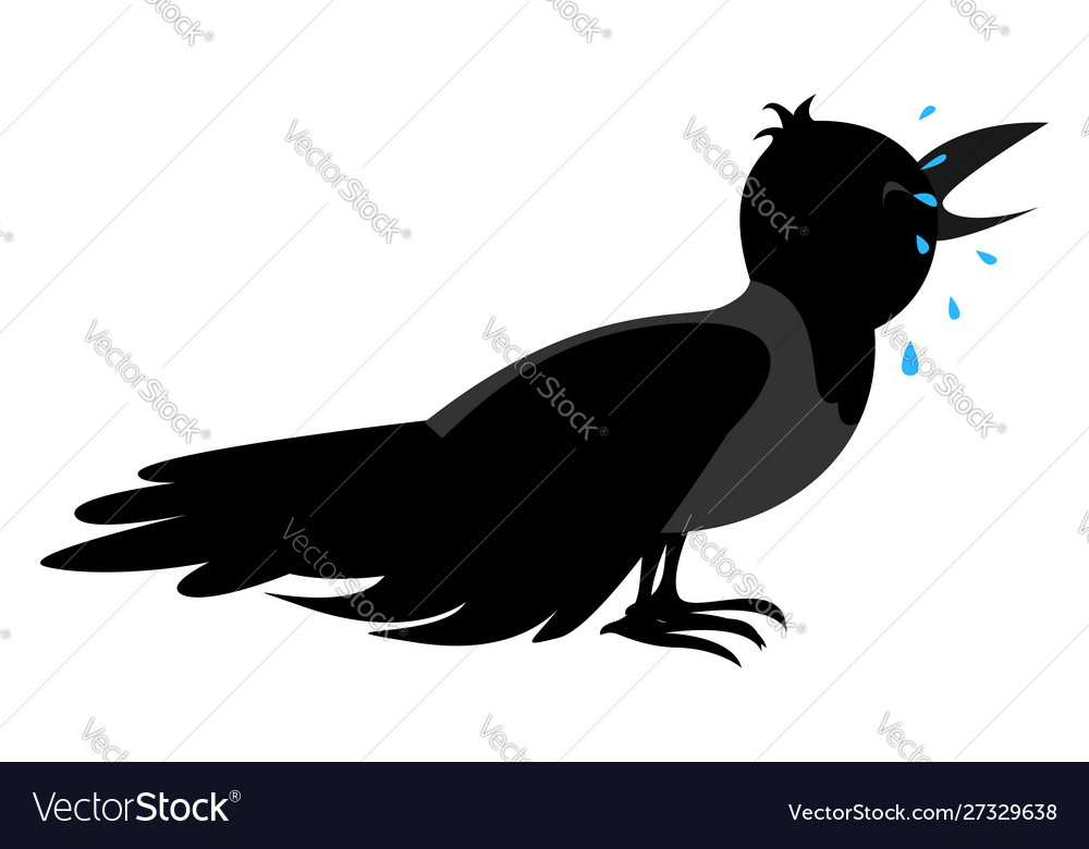 Sad crow on white background Royalty Free Vector Image