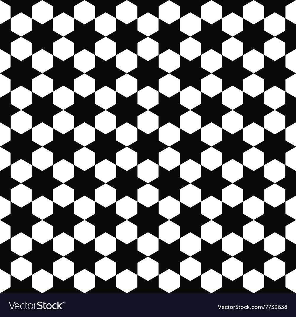 Seamless black white hexagram pattern Royalty Free Vector