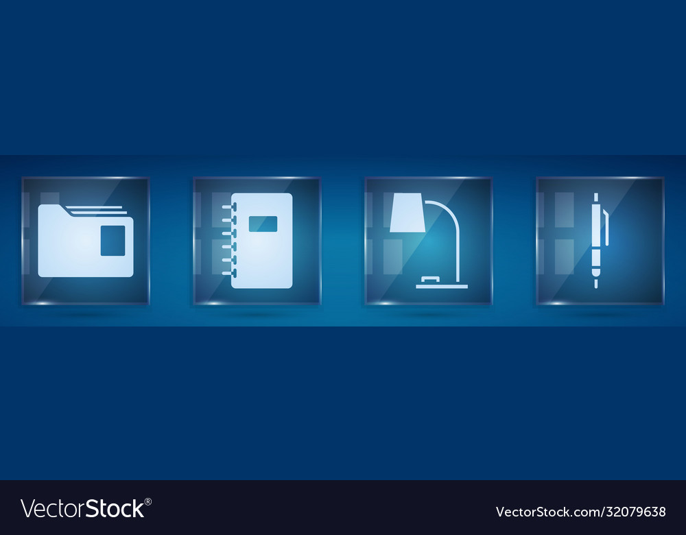 Set document folder spiral notebook table lamp Vector Image Set document folder spiral notebook table lamp