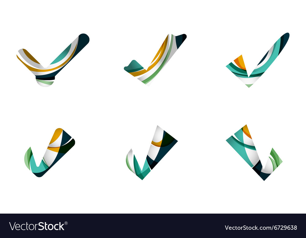 Set of abstract ok and tick icons business